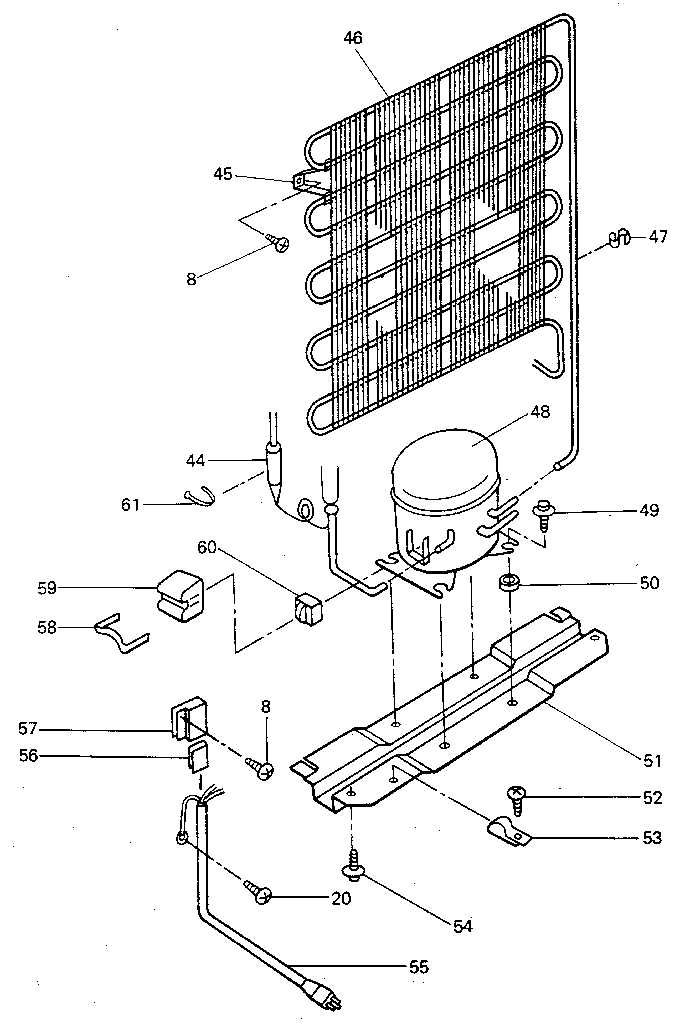 Refrigerator Unit Diagram and Parts List for 5648982980  Kenmore Refrigerator