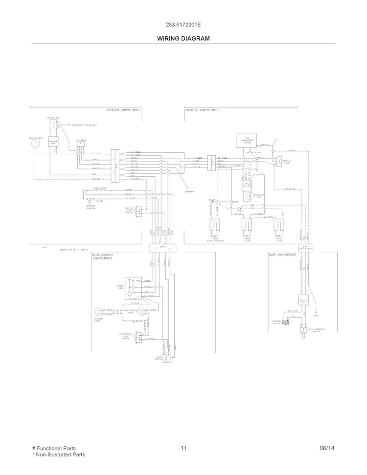 Wiring Diagram Diagram and Parts List for 2536172201E  Kenmore Refrigerator