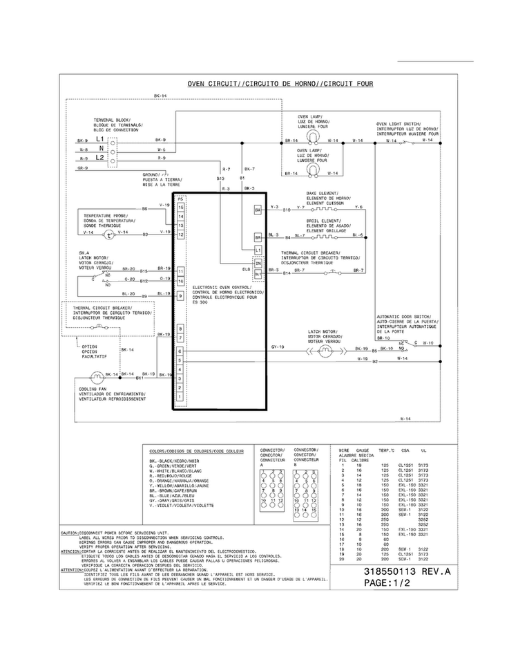 Wiring Diagram Diagram and Parts List for FFED3015LBC  Frigidaire Range