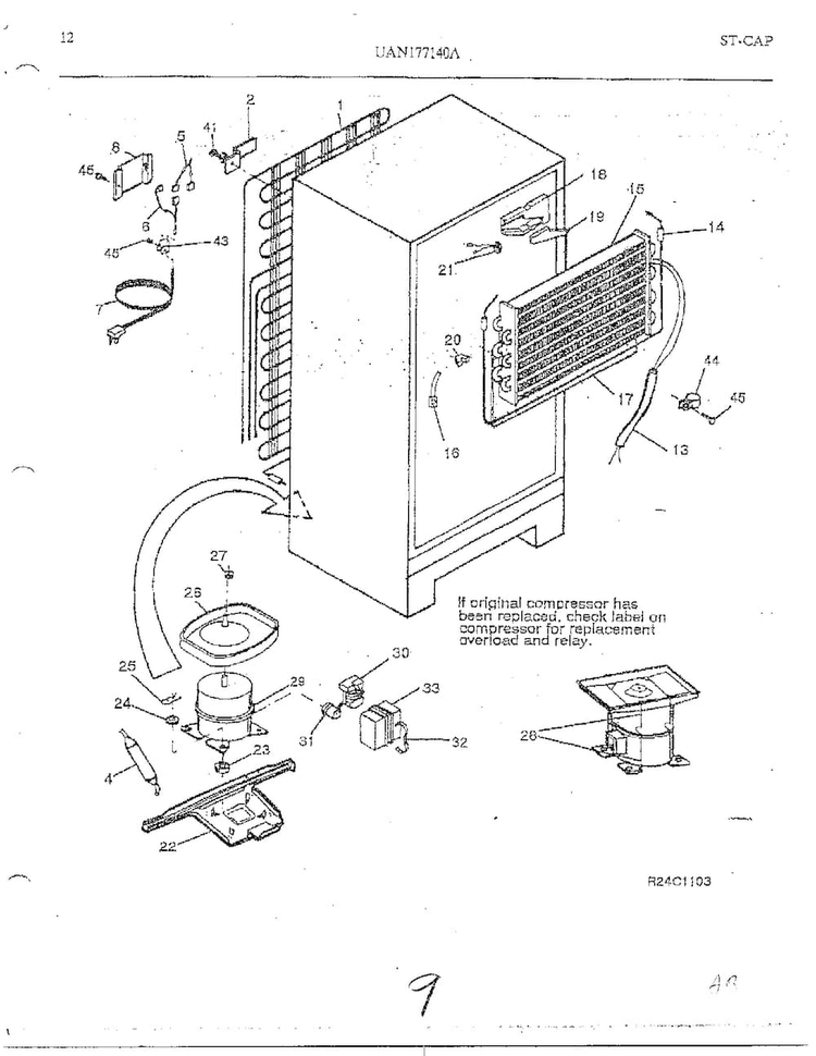 Refrigerator Page 9 Diagram and Parts List for 17714-0A  Frigidaire Refrigerator