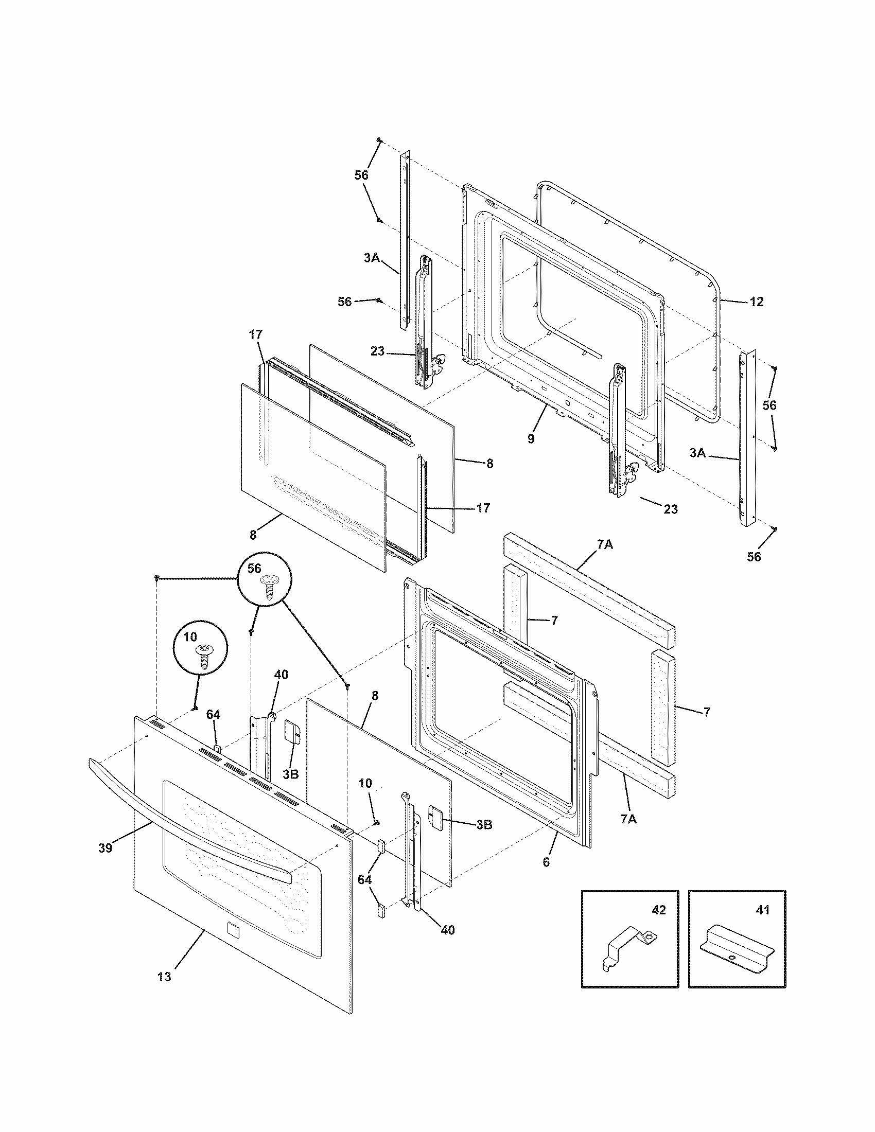 Doors Diagram and Parts List for 79048763901  Kenmore Wall Oven