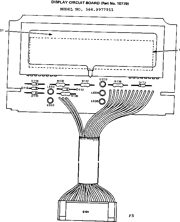 Display Circuit Board Diagram and Parts List for 5649977911  Kenmore Microwave