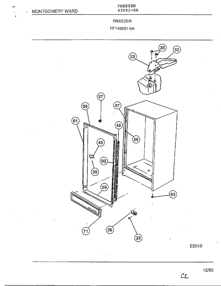 Freezer Page 3 Diagram and Parts List for 43051-0A  Frigidaire Freezer