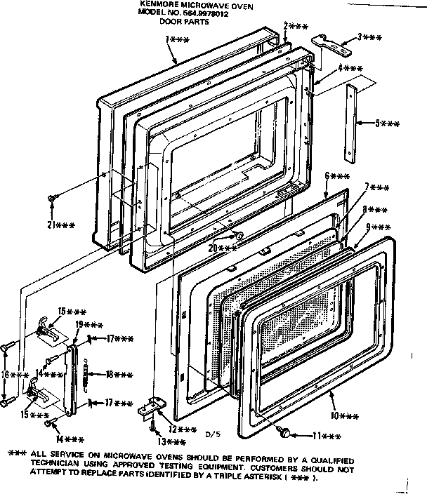 Door Parts Diagram and Parts List for 5649978012  Kenmore Microwave