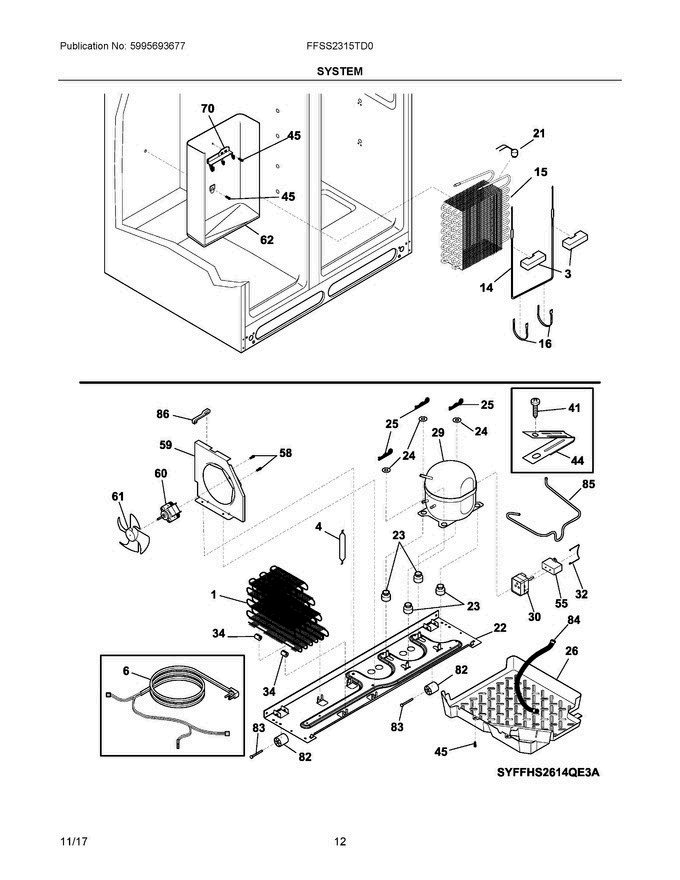 07 - System Diagram and Parts List for FFSS2315TD0  Frigidaire Refrigerator