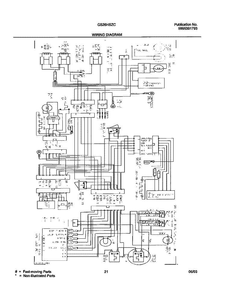WIRING DIAGRAM Diagram and Parts List for GS26HSZCC0  Frigidaire Refrigerator