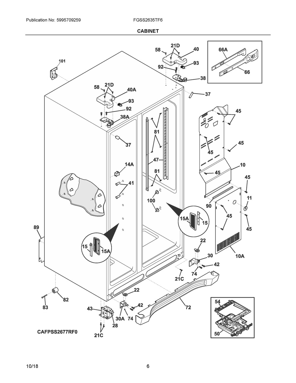 Cabinet Diagram and Parts List for FGSS2635TF6  Frigidaire Refrigerator