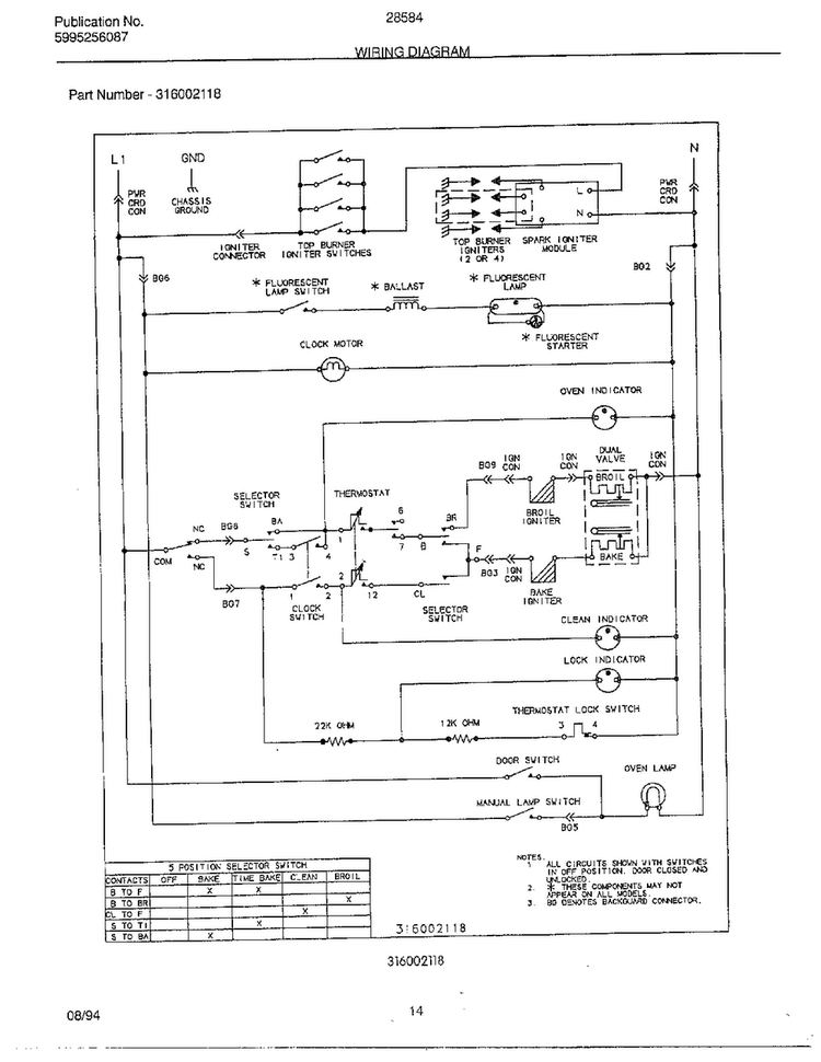 Wiring Diagram Diagram and Parts List for 285847A  Frigidaire Range