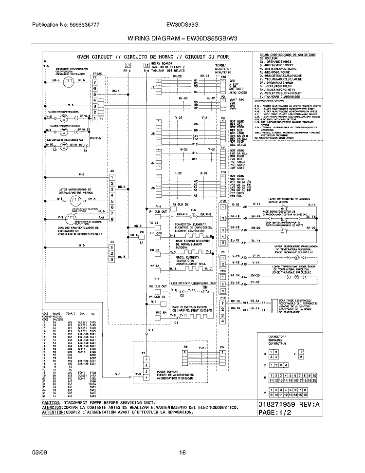 WIRING DIAGRAM Diagram and Parts List for EW30DS65GW4  Electrolux Range