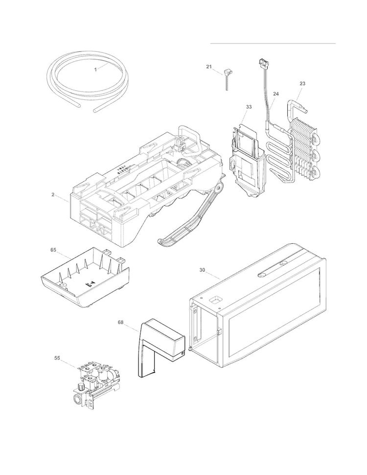 Ice Maker Diagram and Parts List for EI27BS26JB8  Electrolux Refrigerator