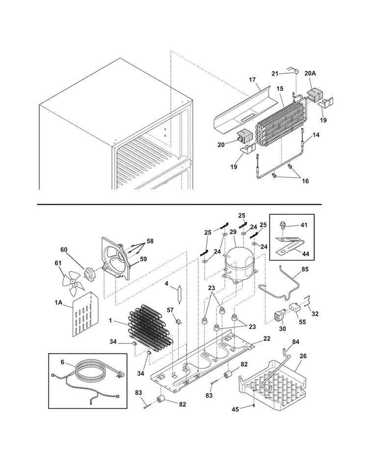 System Diagram and Parts List for CFHT1842PS2  Frigidaire Refrigerator
