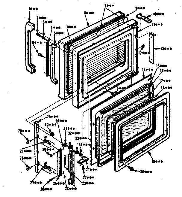 Door Parts Diagram and Parts List for 5648678610  Kenmore Microwave