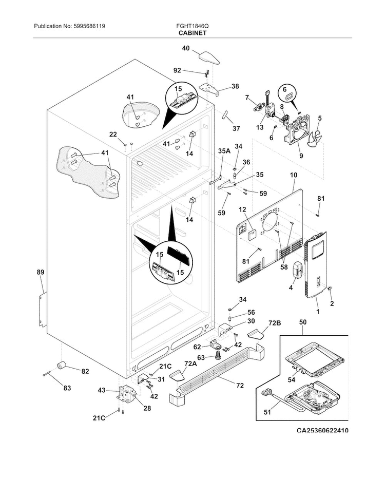 Cabinet Diagram and Parts List for FGHT1846QF4  Frigidaire Refrigerator