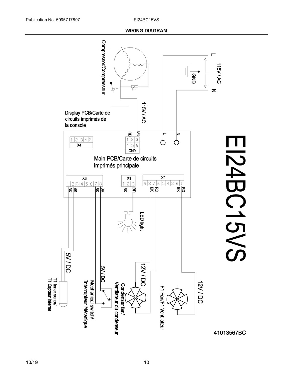 Wiring Diagram Diagram and Parts List for EI24BC15VS  Frigidaire Wine and Beverage Cooler