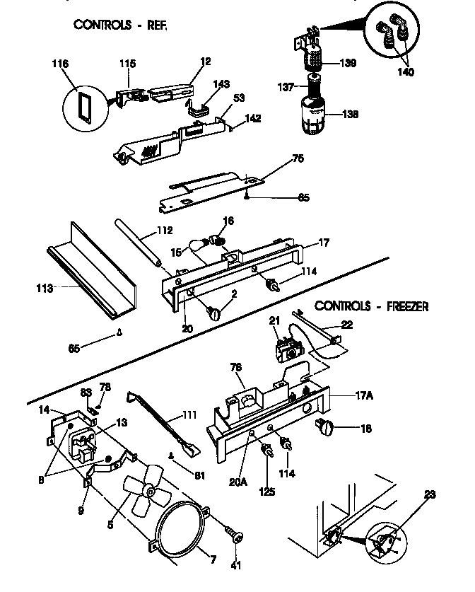 Control Diagram and Parts List for 25358687890  Kenmore Refrigerator