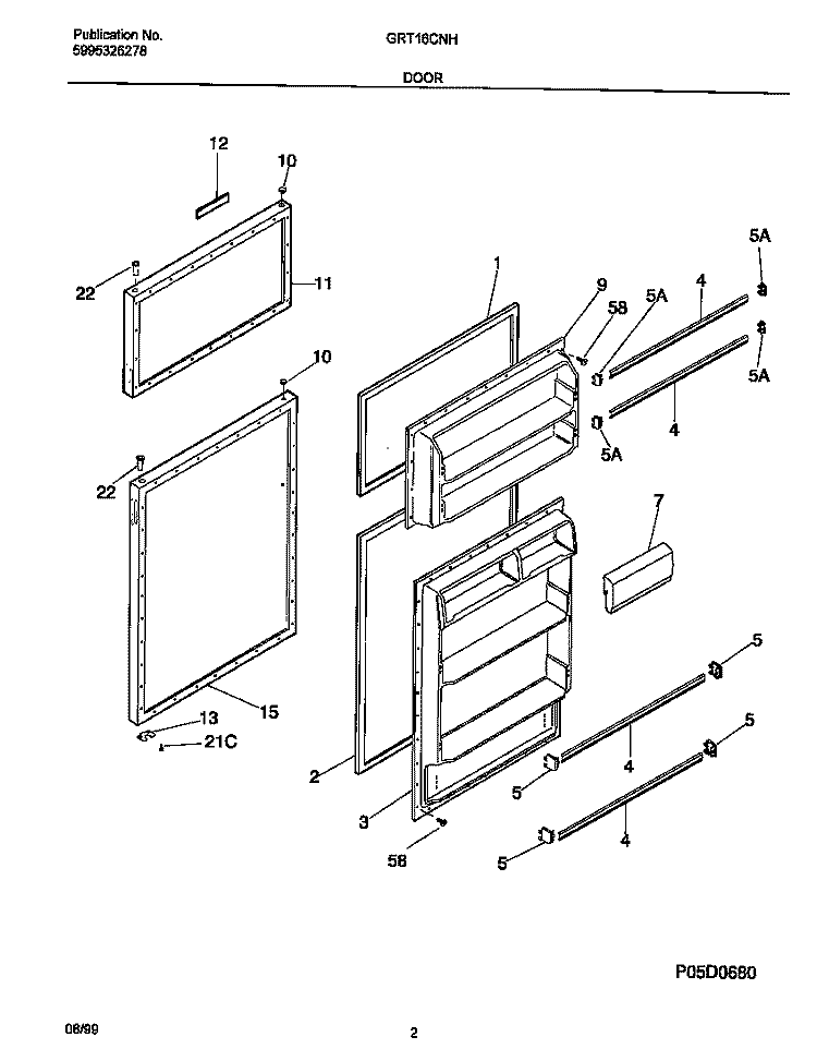 DOORS Diagram and Parts List for GRT16CNHD1  Gibson Refrigerator