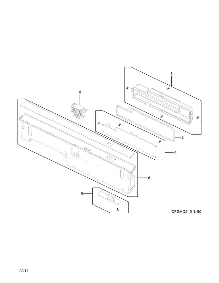 Control Panel Diagram and Parts List for FGHD2472PF1A  Frigidaire Dishwasher