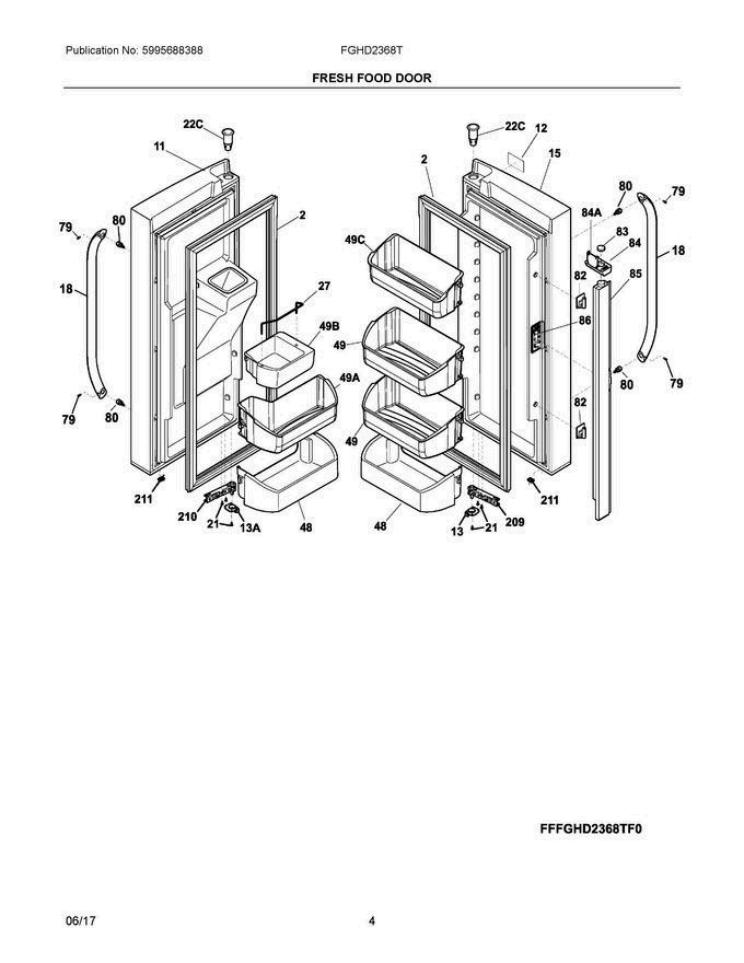 03 - Fresh Food Door Diagram and Parts List for FGHD2368TD0  Frigidaire Refrigerator