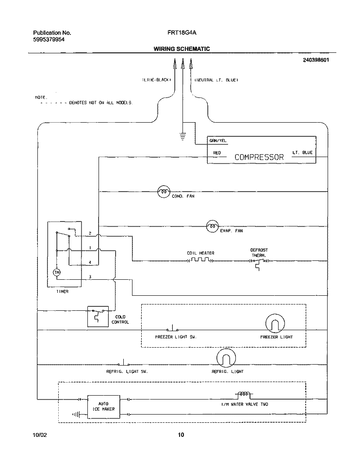 WIRING SCHEMATIC Diagram and Parts List for FRT18G4AQA  Frigidaire Refrigerator
