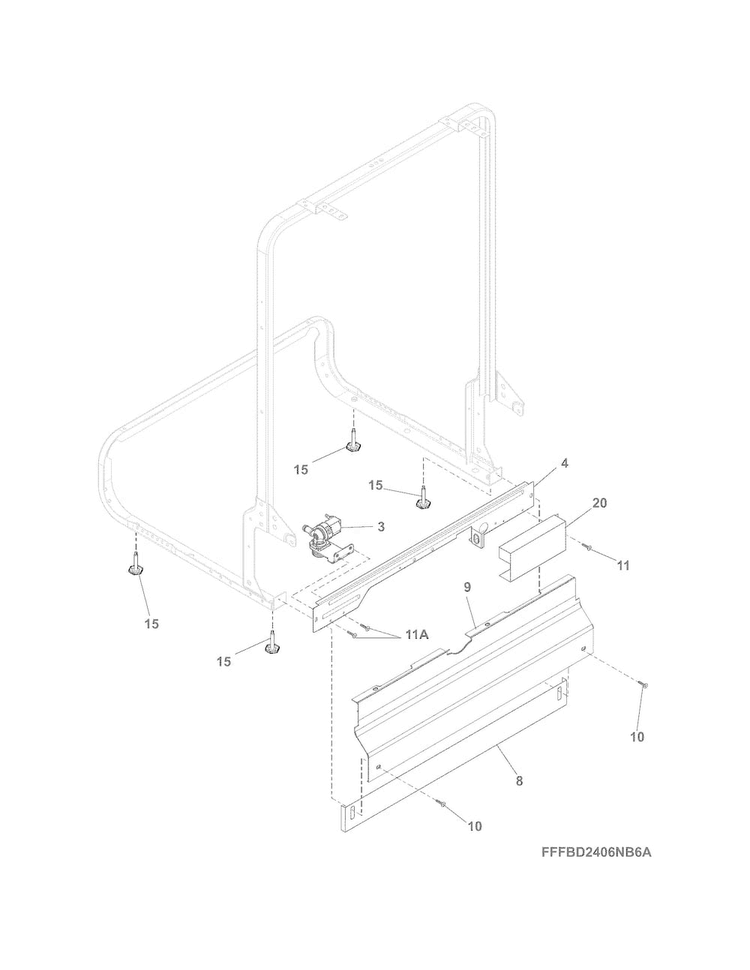 Frame Diagram and Parts List for FFID2423RS1A  Frigidaire Dishwasher