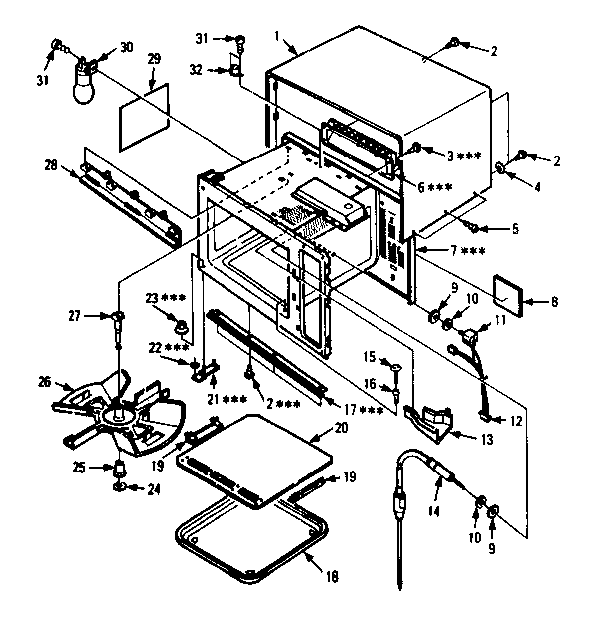 Cabinet Parts Diagram and Parts List for 5648773580  Kenmore Microwave