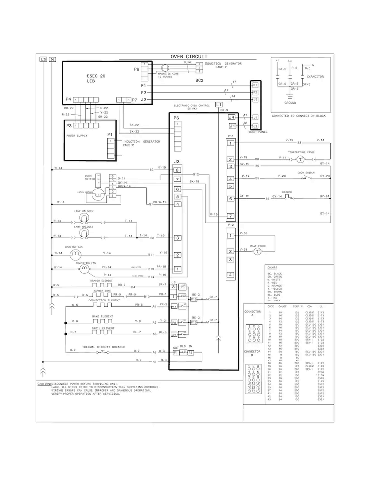 Wiring Diagram Diagram and Parts List for FGIS3065PFE  Frigidaire Range