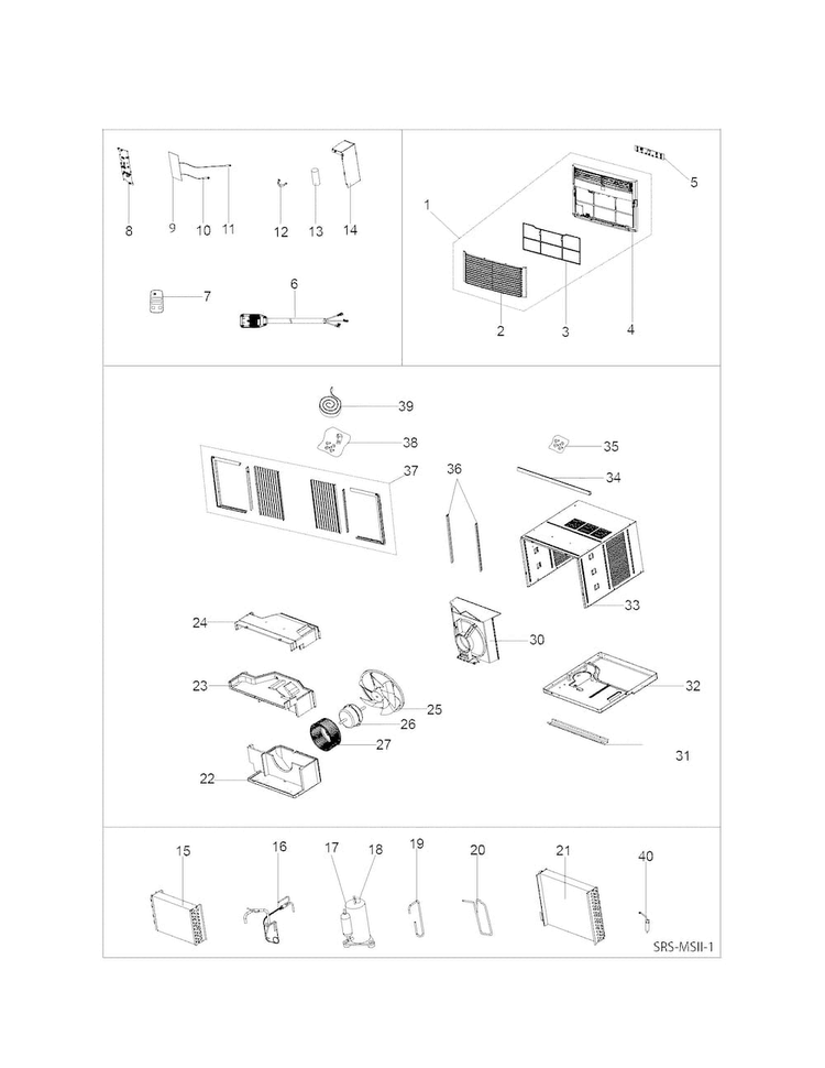 Recommended Spare Parts Diagram and Parts List for 25370051013  Kenmore Air Conditioner
