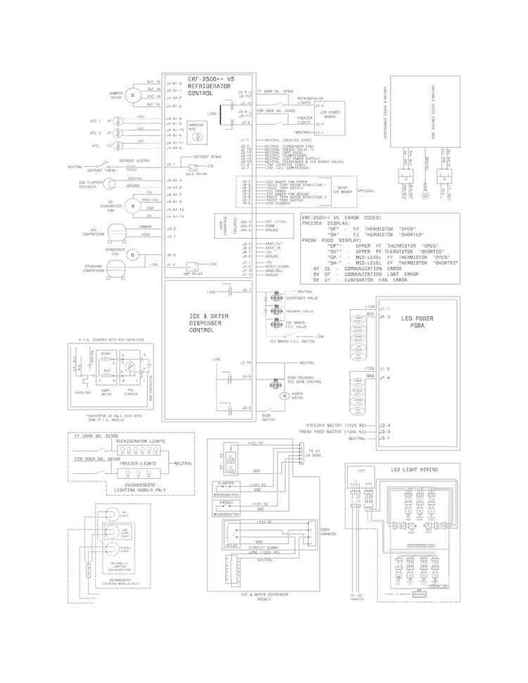 Wiring Schematic Diagram and Parts List for FPHS2699PF2  Frigidaire Refrigerator