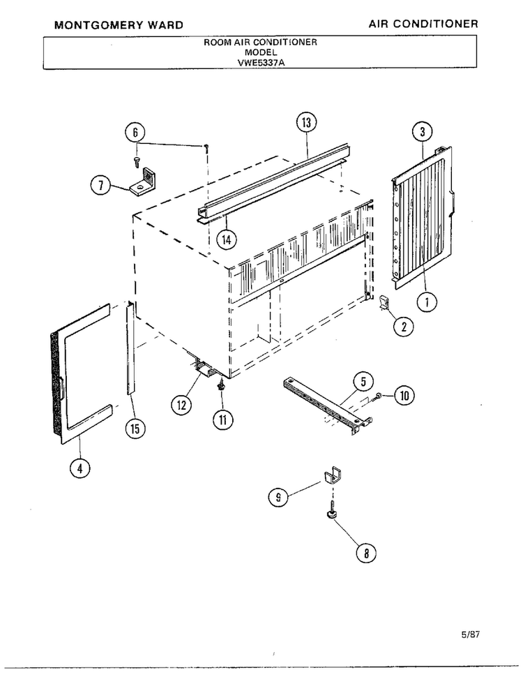 Room Air Conditioner Page 9 Diagram and Parts List for 5337A  Frigidaire Air Conditioner