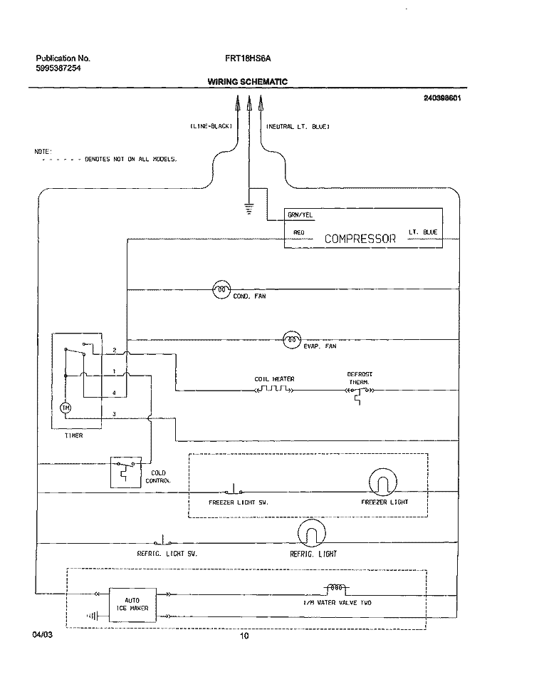 WIRING SCHEMATIC Diagram and Parts List for FRT21HS6AB4  Frigidaire Refrigerator