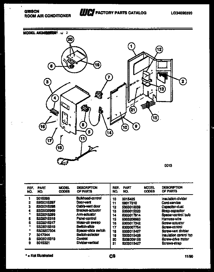 ELECTRICAL PARTS Diagram and Parts List for AK24E6RZA  Gibson Air Conditioner