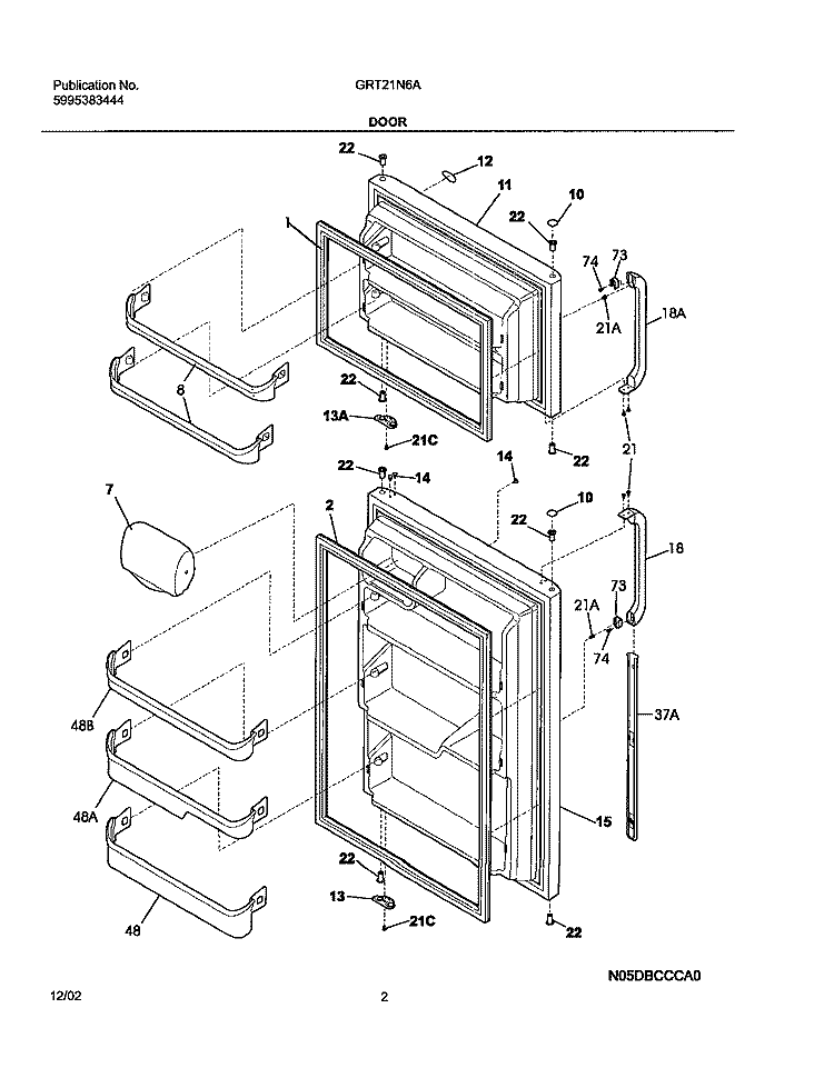DOOR Diagram and Parts List for GRT21N6AW5  Gibson Refrigerator