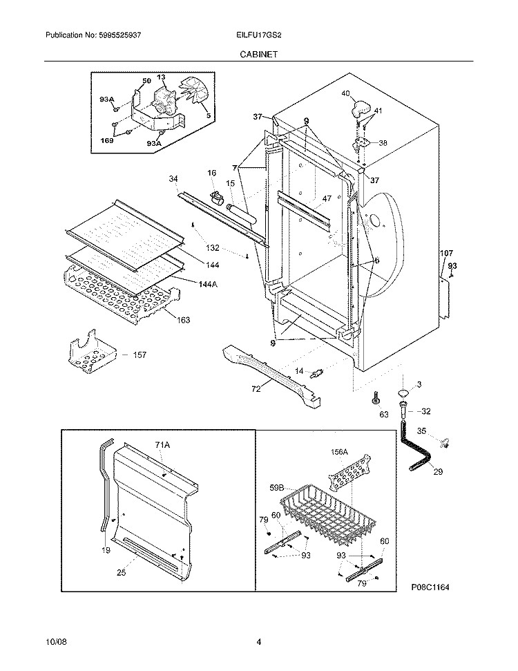 CABINET Diagram and Parts List for EILFU17GS2  Electrolux Freezer
