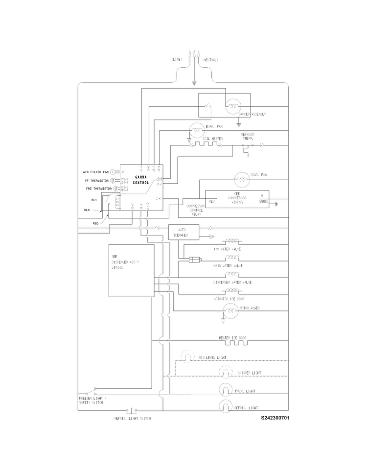 Wiring Schematic Diagram and Parts List for FFSS2614QE2A  Frigidaire Refrigerator