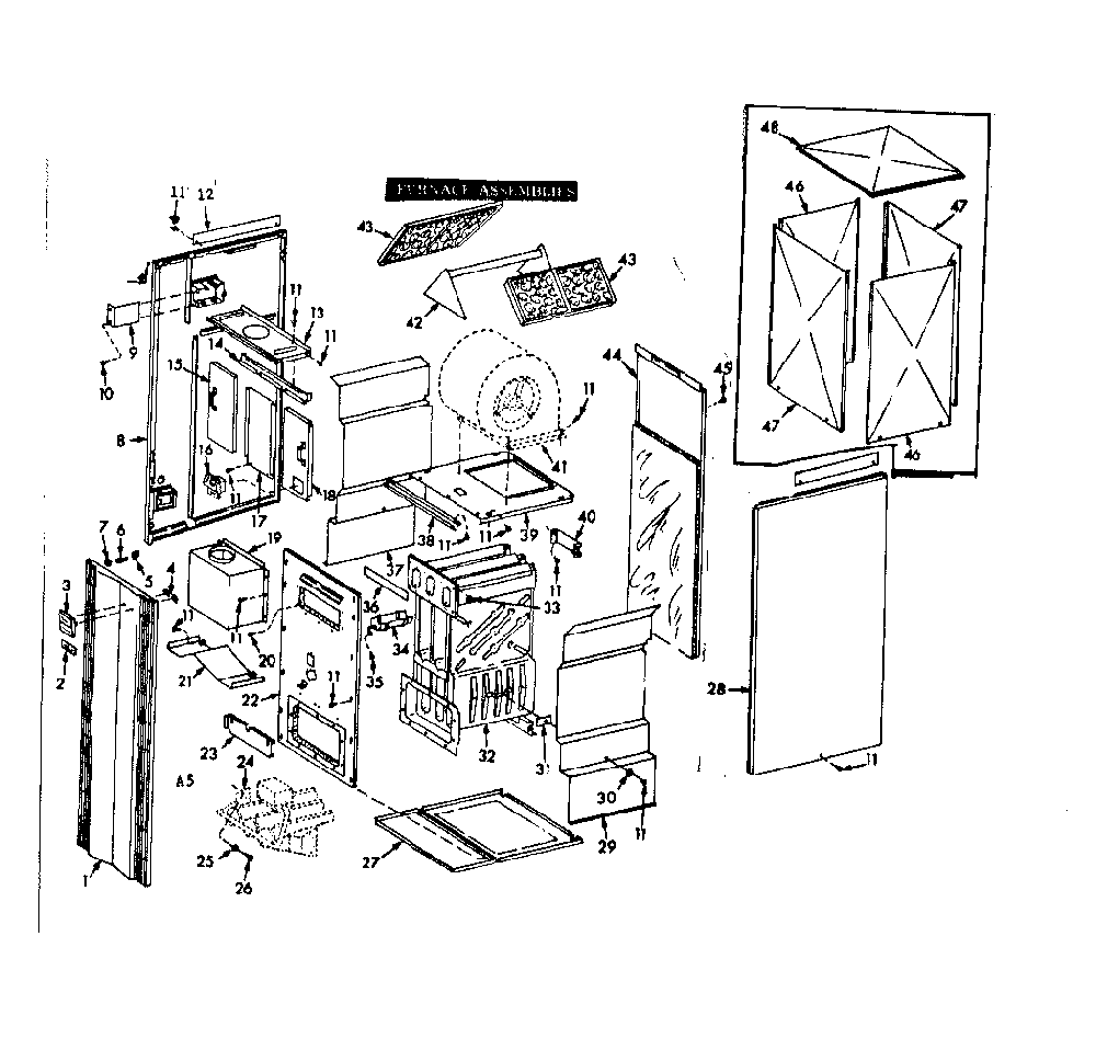 Furnace assemblies Diagram and Parts List for 86776915  Frigidaire Furnace