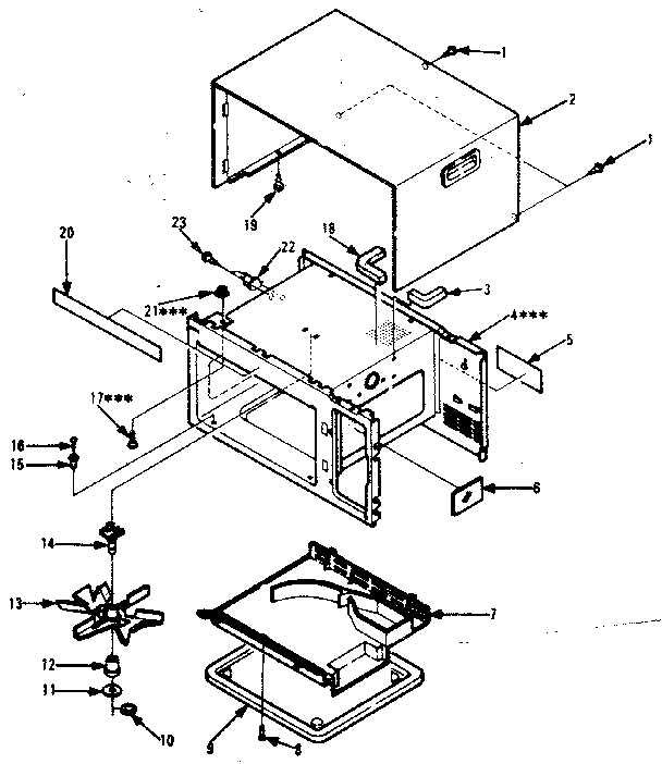 Cabinet Parts Diagram and Parts List for 5648748611  Kenmore Microwave