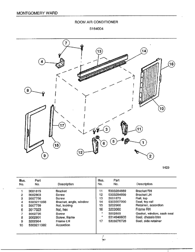 Room Air Conditioner Page 6 Diagram and Parts List for 5164004  Frigidaire Air Conditioner