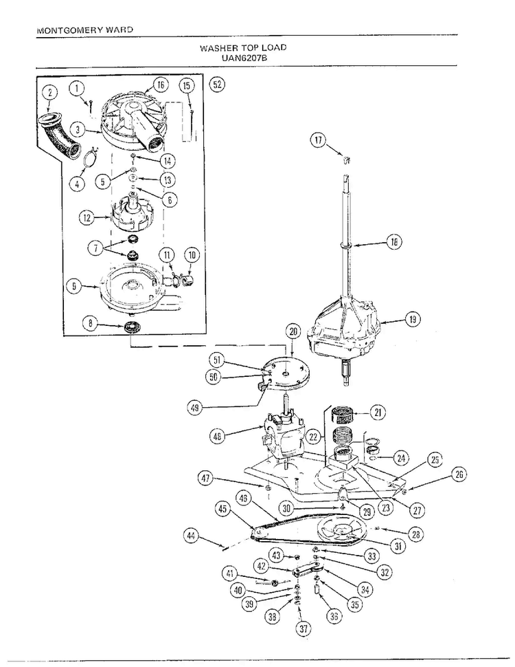 Washer Page 9 Diagram and Parts List for 6207B  Frigidaire Washer