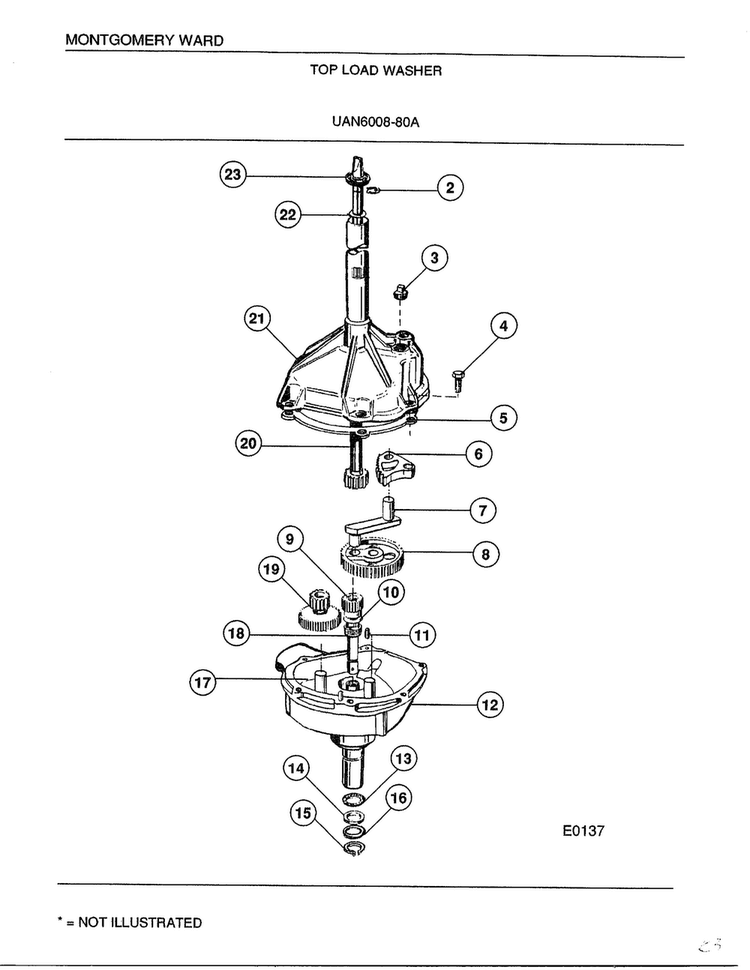 Top Load Washer Page 7 Diagram and Parts List for 6008A  Frigidaire Washer