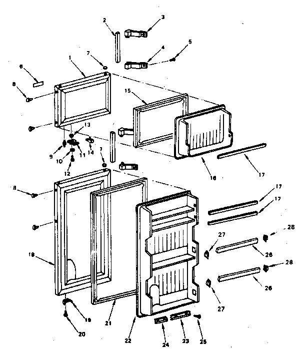 Door Parts Diagram and Parts List for 5648680200  Kenmore Refrigerator