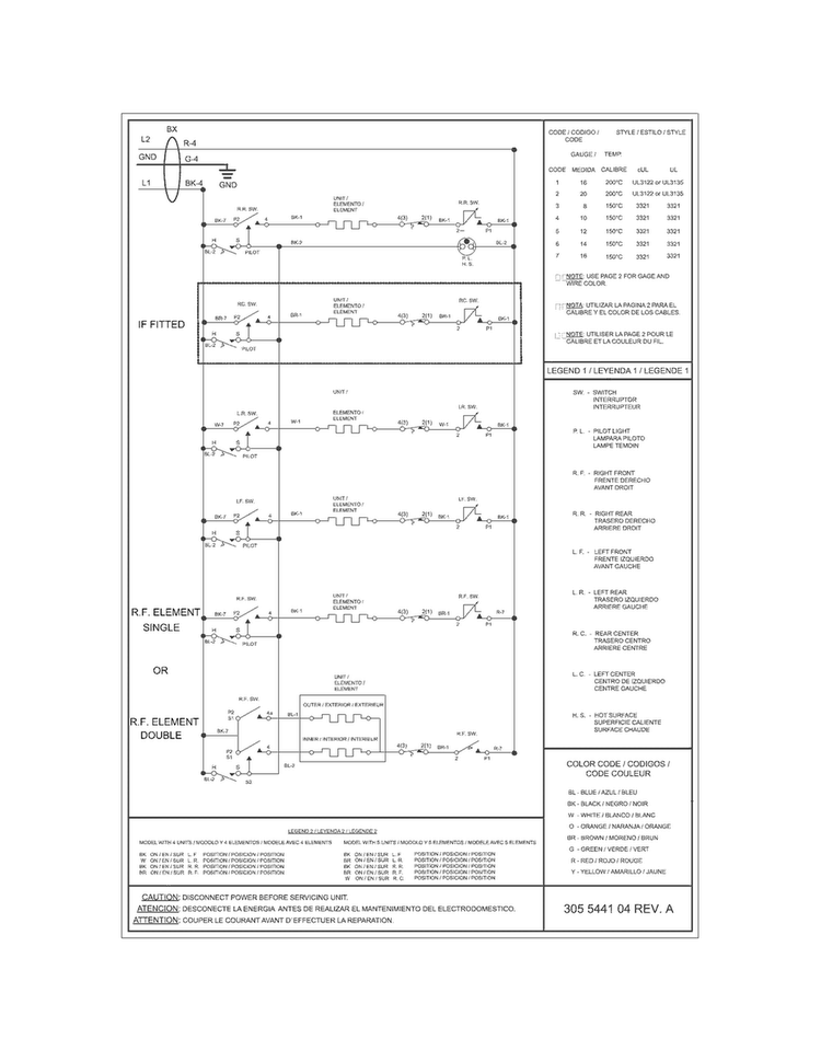 Wiring Diagram Diagram and Parts List for FFEC3225MW  Frigidaire Cooktop