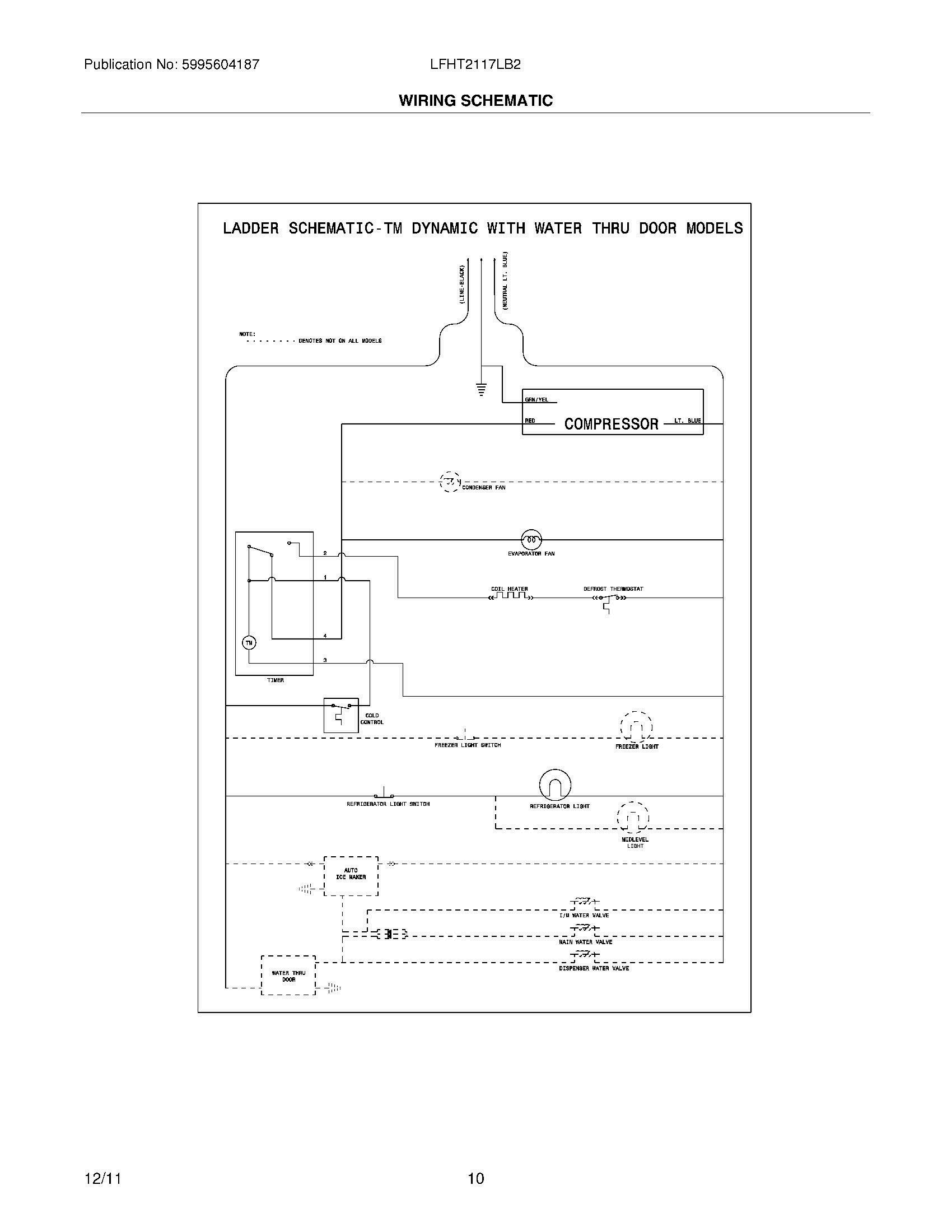 10 - WIRING SCHEMATIC Diagram and Parts List for LFHT2117LB2  Frigidaire Refrigerator