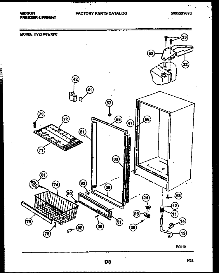 CABINET PARTS Diagram and Parts List for FV21M8WXFC  Gibson Freezer