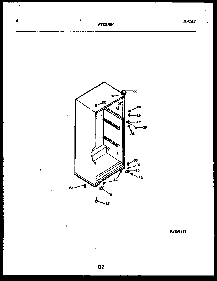 CABINET PARTS Diagram and Parts List for ATC130BK2  Frigidaire Refrigerator
