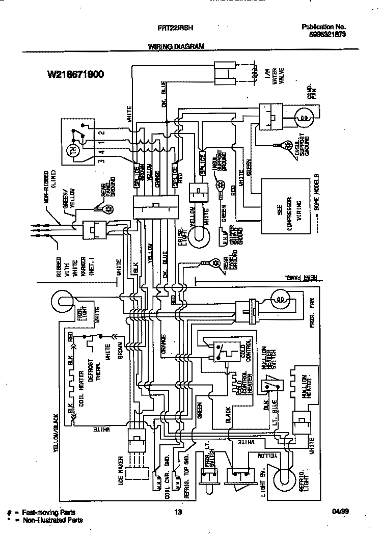 WIRING DIAGRAM Diagram and Parts List for FRT22IRSHB0  Frigidaire Refrigerator