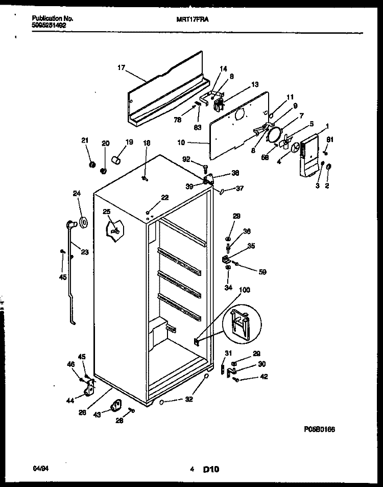 CABINET PARTS Diagram and Parts List for MRT17FRAZ0  Frigidaire Refrigerator