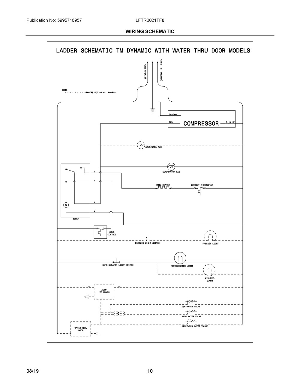 Wiring Schematic Diagram and Parts List for LFTR2021TF8  Frigidaire Refrigerator
