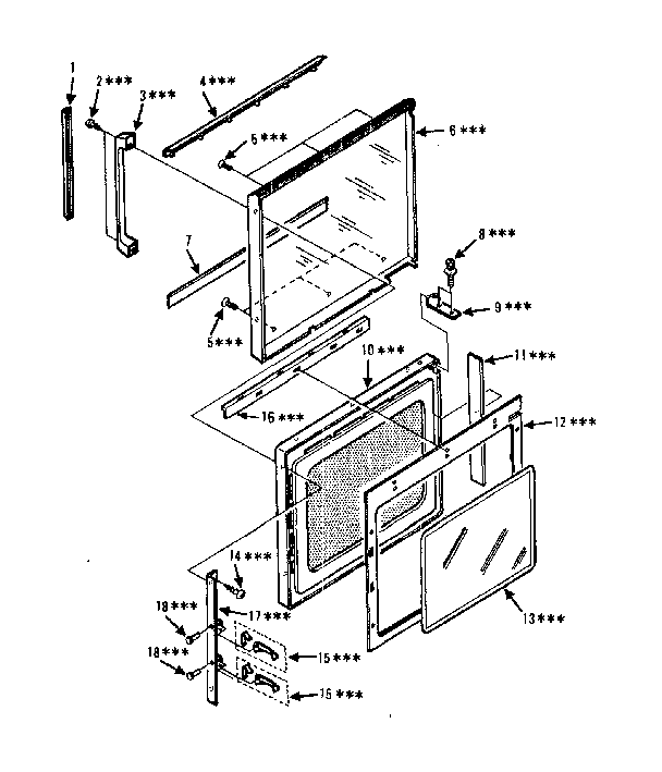 Door Parts Diagram and Parts List for 5648804180  Kenmore Microwave