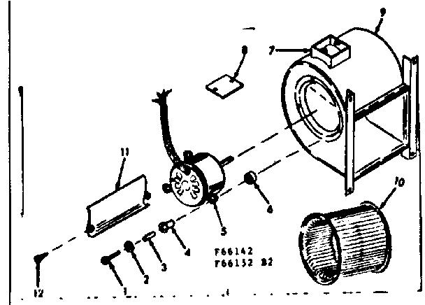 H-q blower assembly Diagram and Parts List for 86766152  Frigidaire Furnace