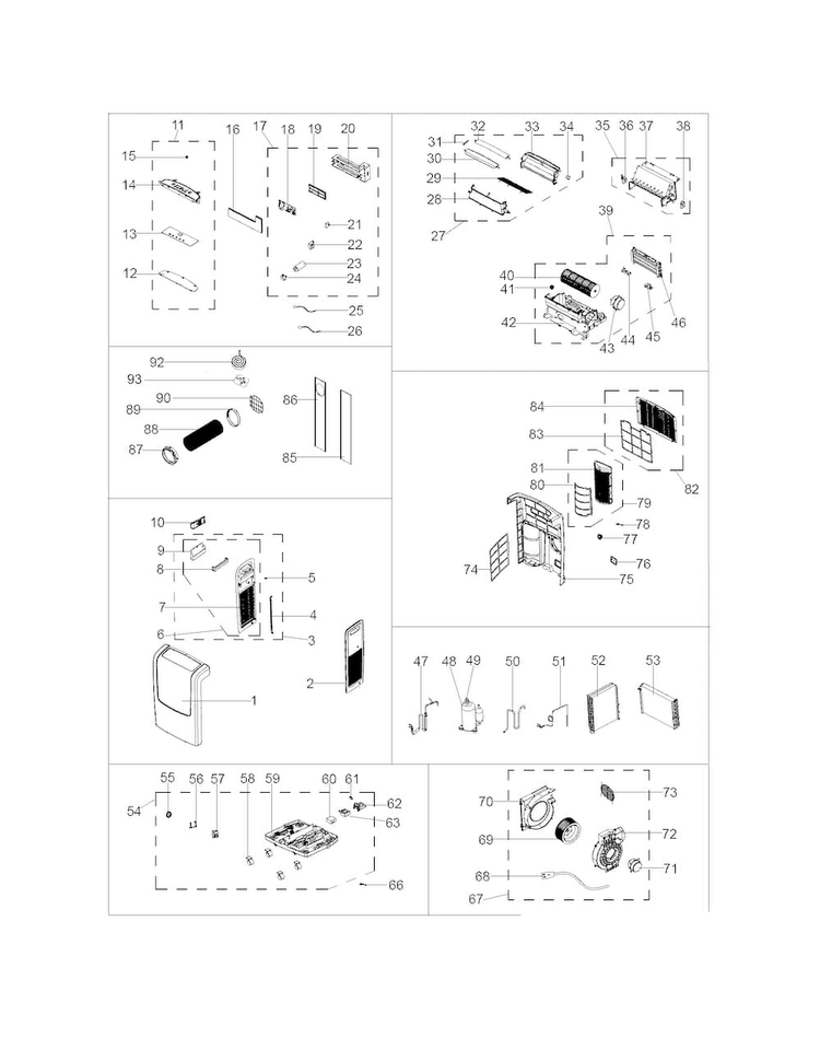 Recommended Spare Parts Diagram and Parts List for FRA09EPT111  Frigidaire Air Conditioner